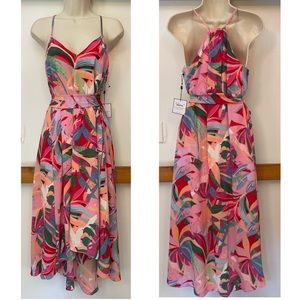 NWT Laundry by Shelli Segal Tropical V-Neck Sash Tie High-Low Dress (Sz 4)